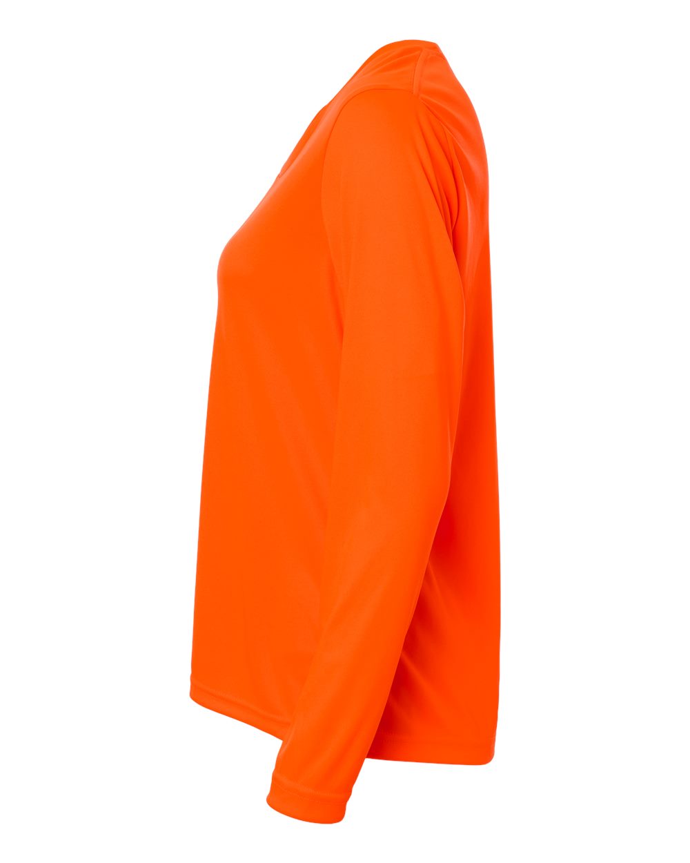 Left View of Safety Orange Women's Capital Performance Long Sleeve T-Shirt - CE10LW plain
