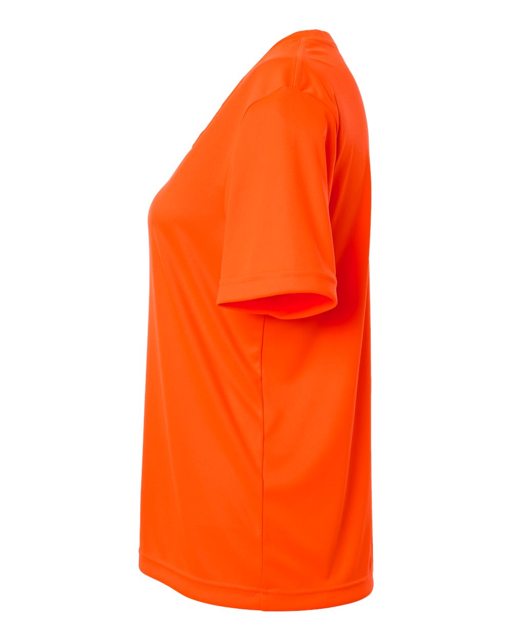 Left View of Safety Orange Women's Capital Performance T-Shirt - CE10W plain