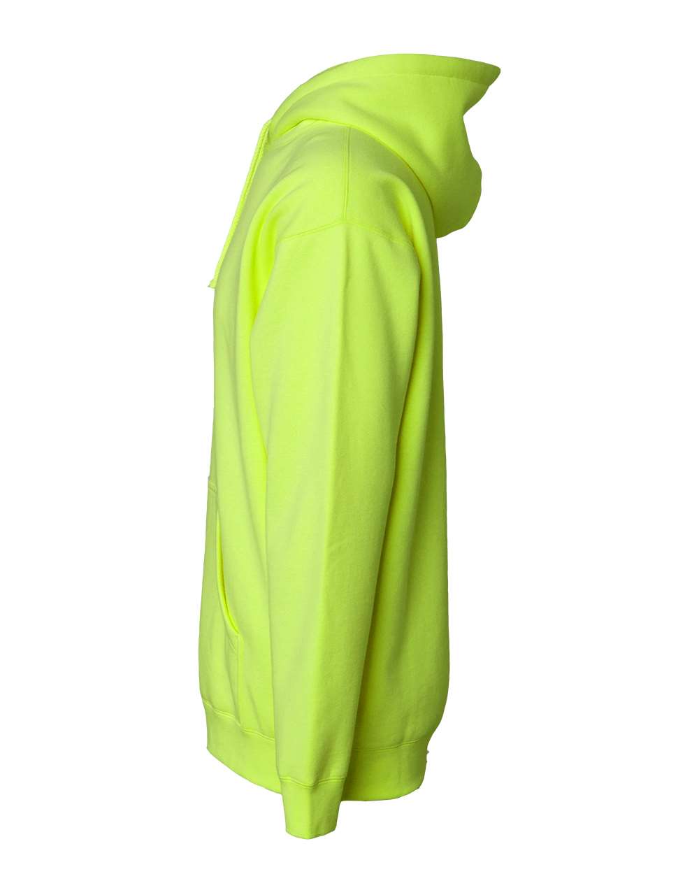 Left View of Safety Yellow Heavyweight Hooded Sweatshirt - IND4000