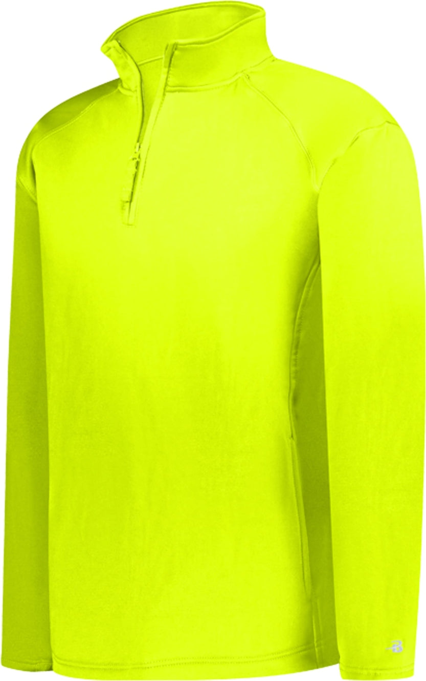 Left View of SAFETY YELLOW PERFORMANCE FLEECE 1/4 ZIP PUL