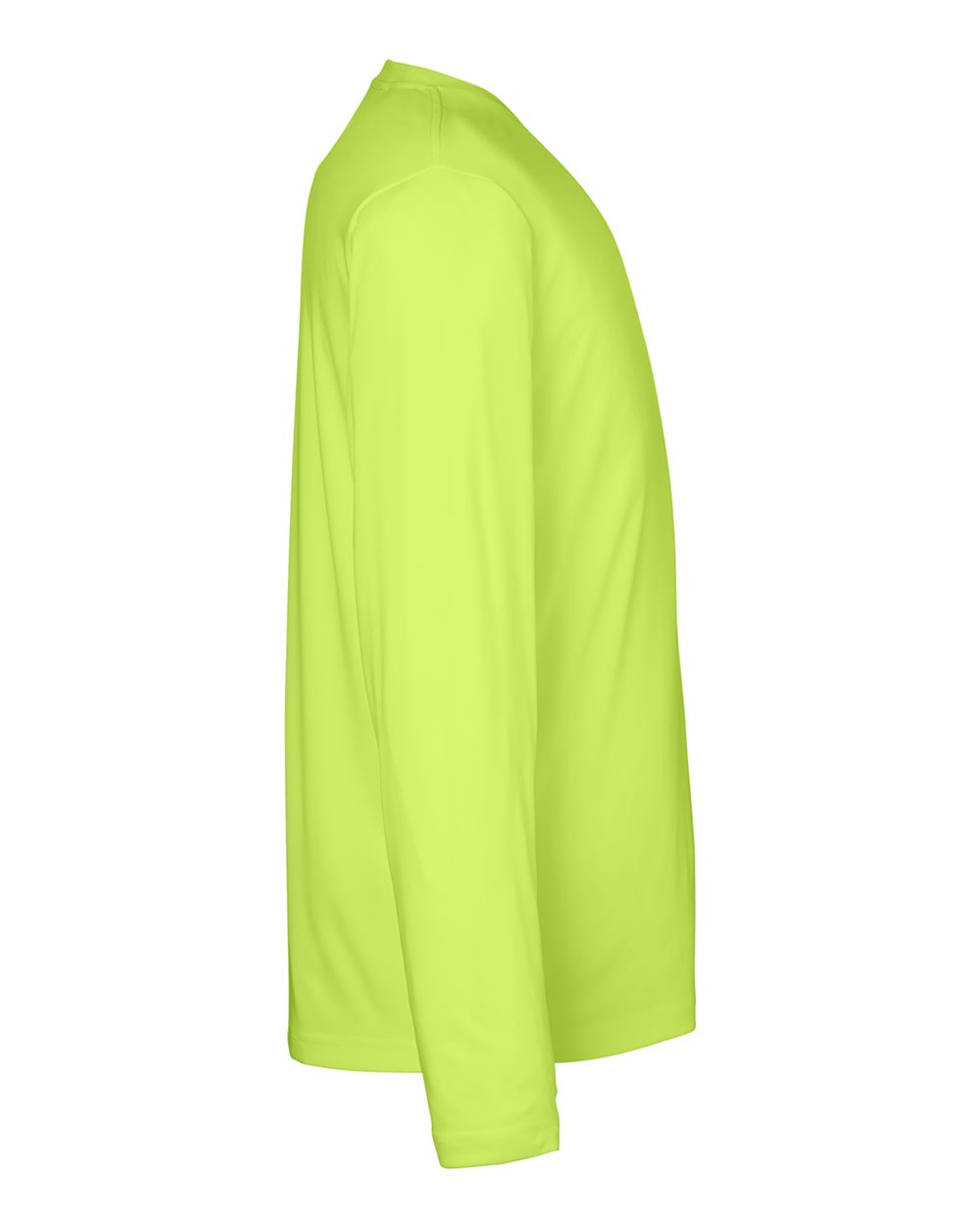 Left View of Safety Yellow Unisex Capital Long Sleeve Performance T-Shirt - CE10L