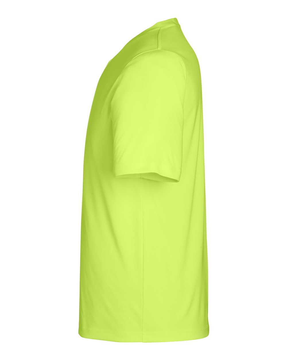 Left View of Safety Yellow Unisex Capital Performance T-Shirt - CE10