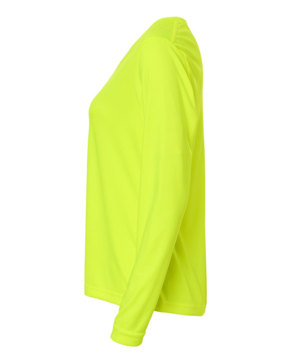 Left View of Safety Yellow Women's Capital Performance Long Sleeve T-Shirt - CE10LW plain