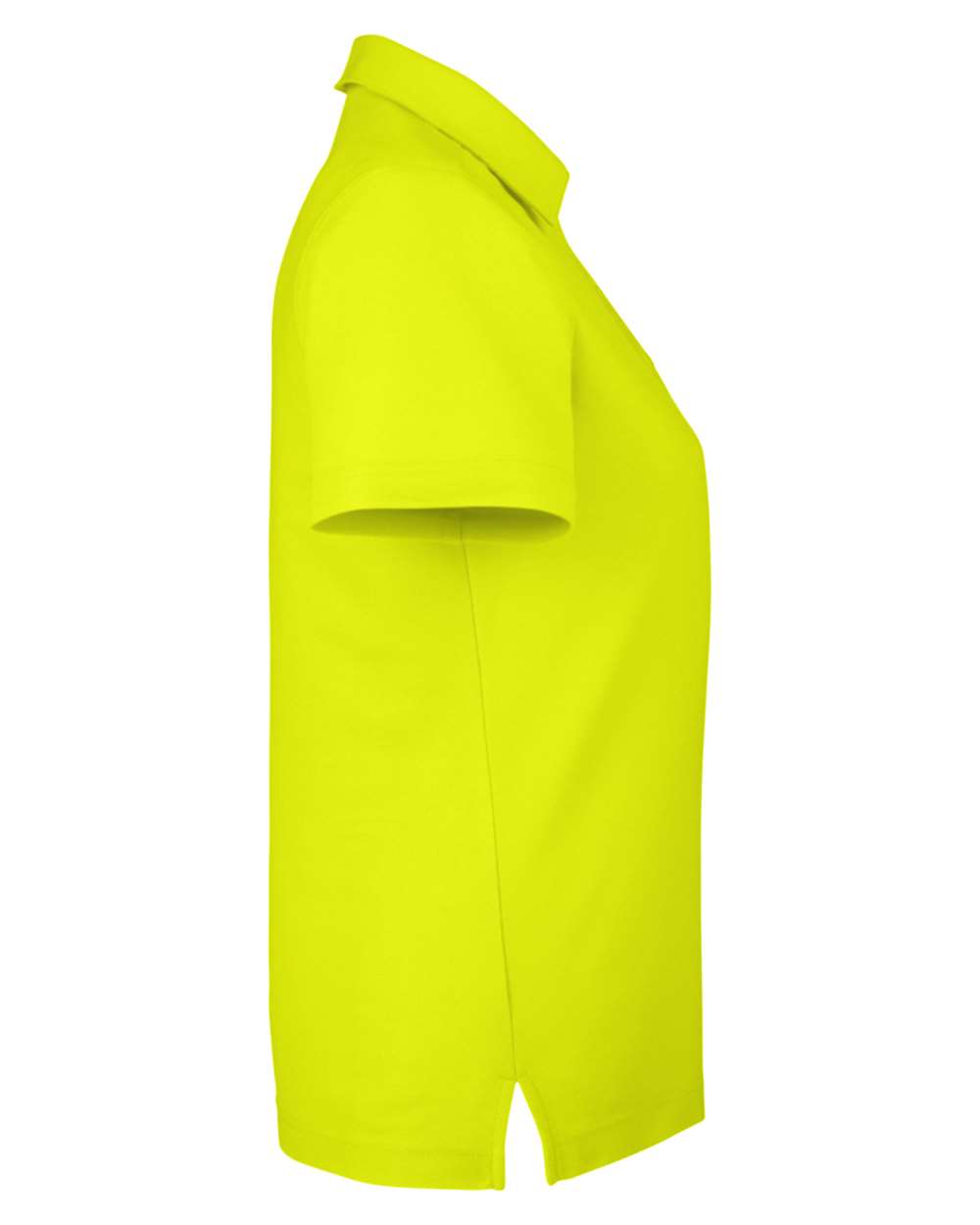 Left View of Safety Yellow Women's Fusion ChromaSoft™ Pique Polo - CE112W