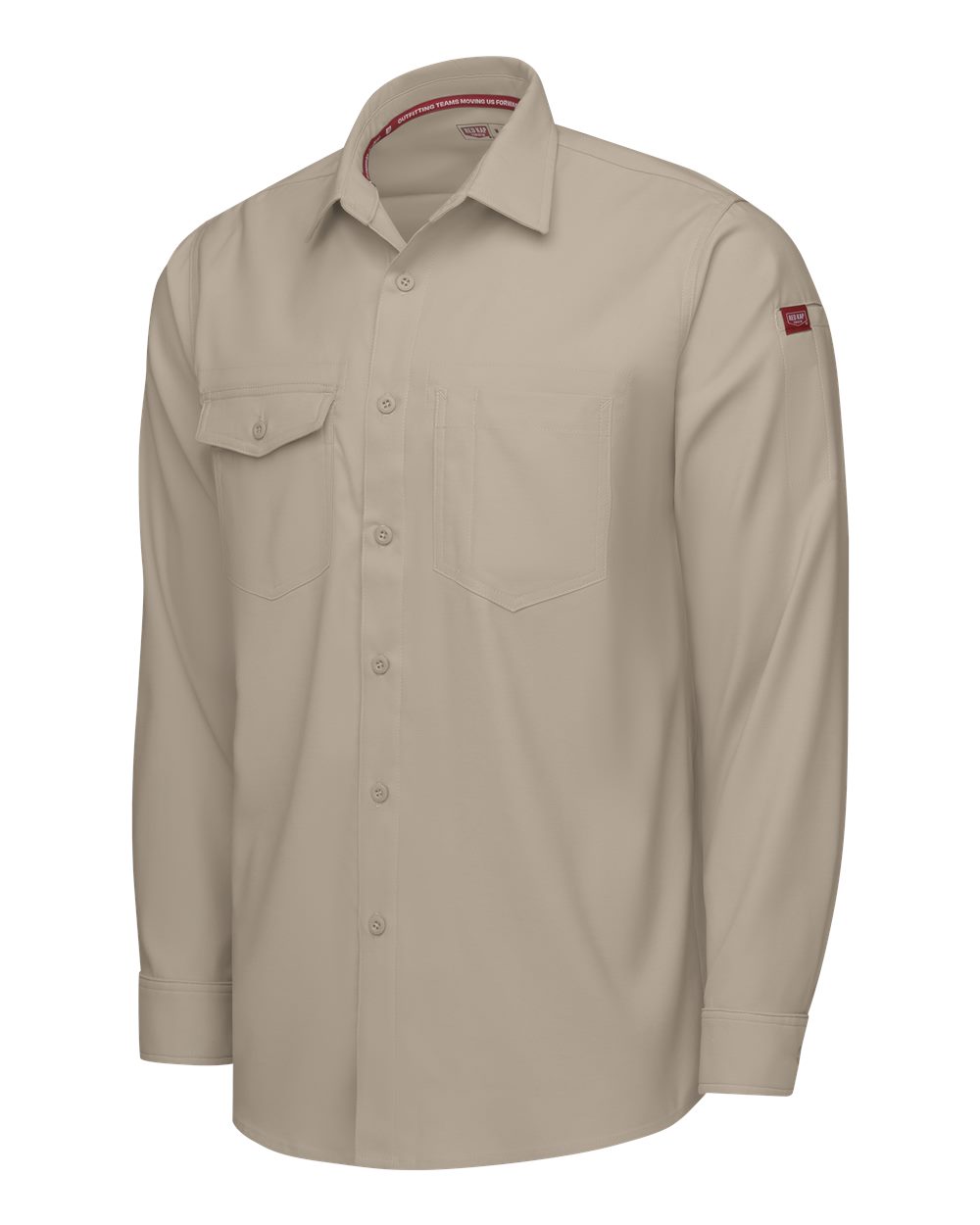 Left View of Sand Cooling Long Sleeve Work Shirt - TSM4