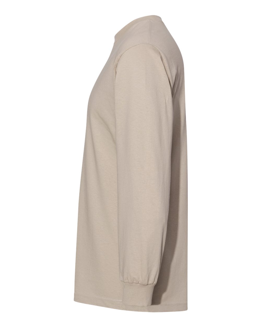 Left View of Sand Heavyweight Cotton Long Sleeve Tee - 1304