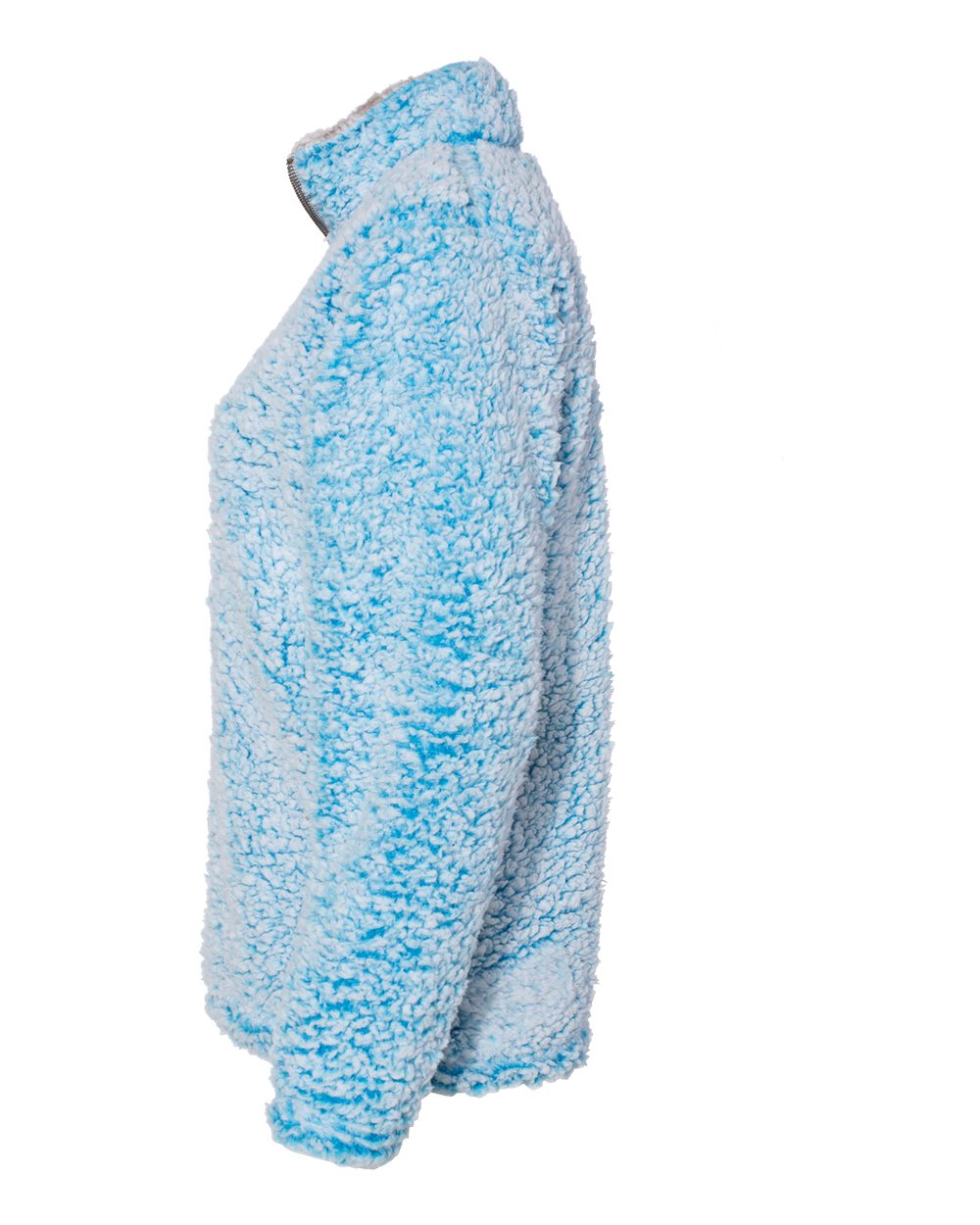 Left View of Sapphire Heather Women’s Epic Sherpa Quarter-Zip Pullover - 8451
