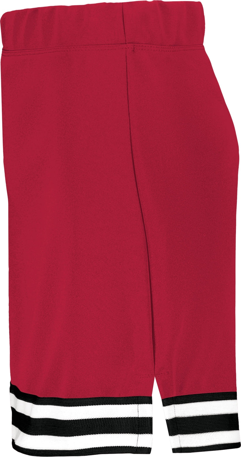 Left View of SCARLET/BLACK/WHITE GIRLS SQUAD CHEER SKIRT