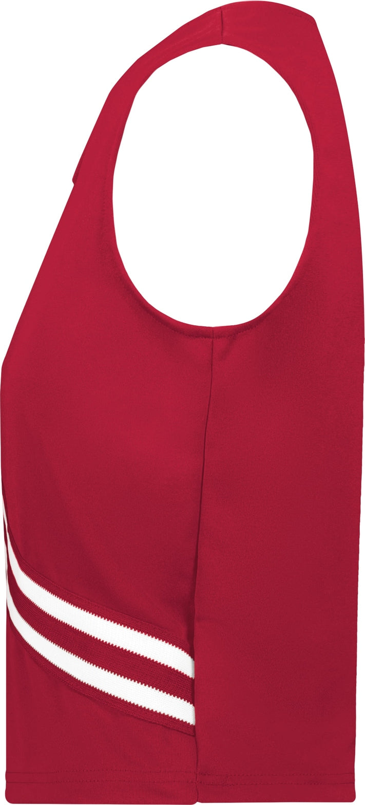 Left View of SCARLET/SCARLET/WHITE GIRLS SQUAD CHEER SHELL