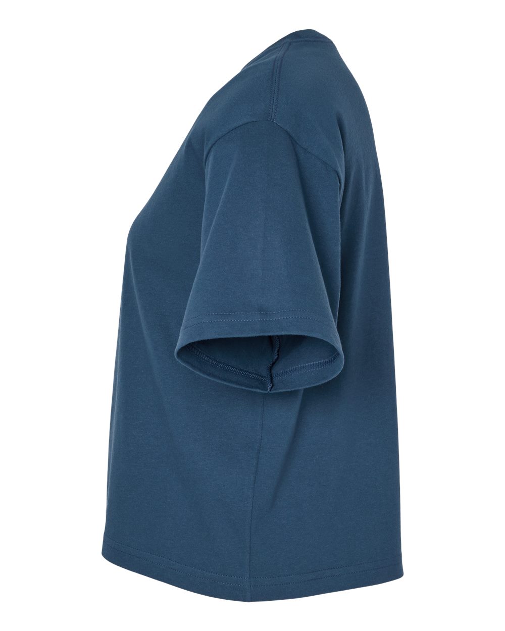 Left View of Sea Blue Women&#39;s Fine Jersey Boxy Tee - 102