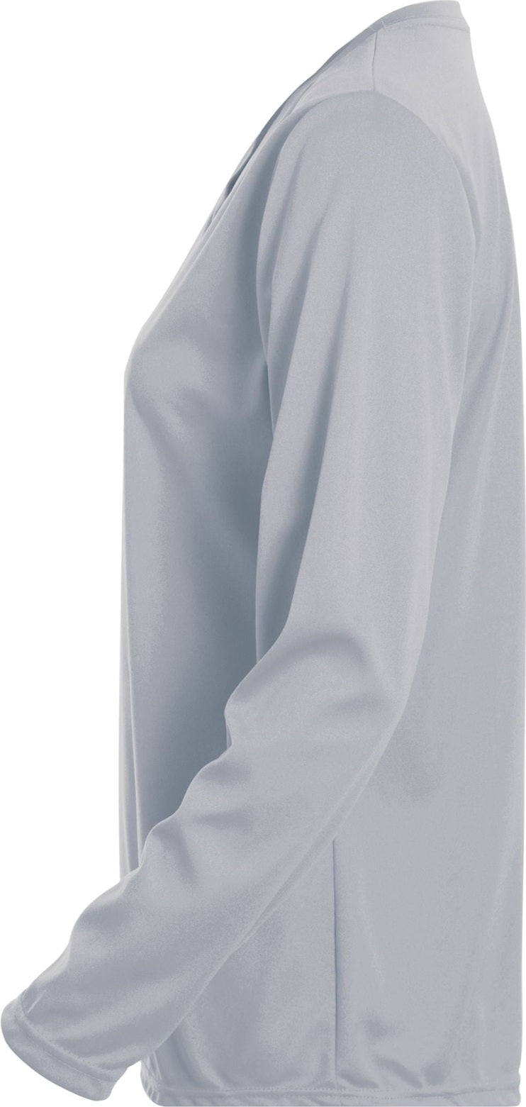 Left View of SILVER GREY LADIES L/S WICKING T-SHIRT
