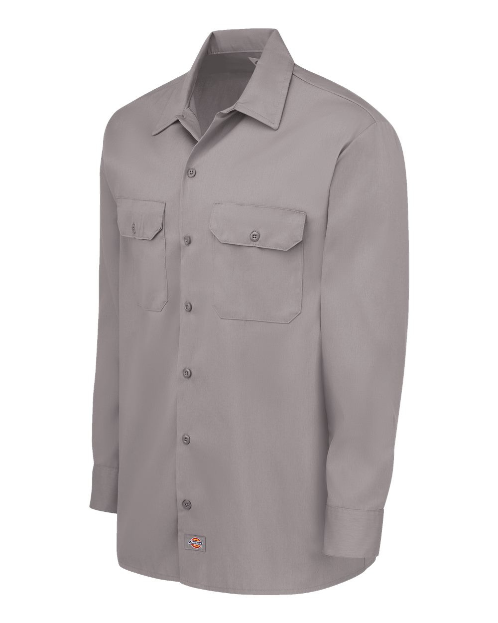 Left View of Silver Grey Long Sleeve Work Shirt - Tall Sizes - 5574T