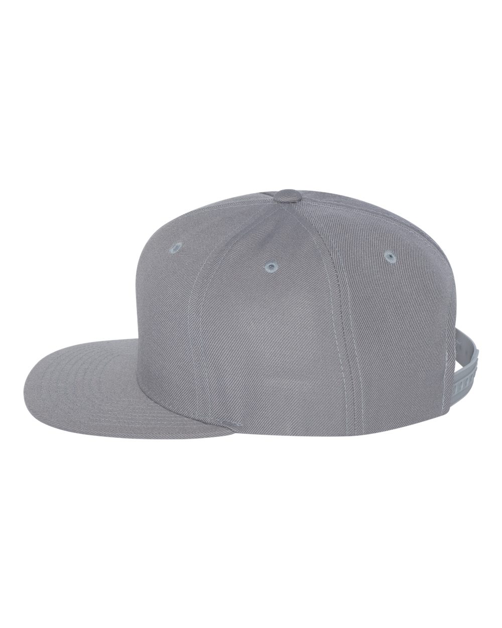 Left View of Silver Premium Flat Bill Snapback Cap - 6089M