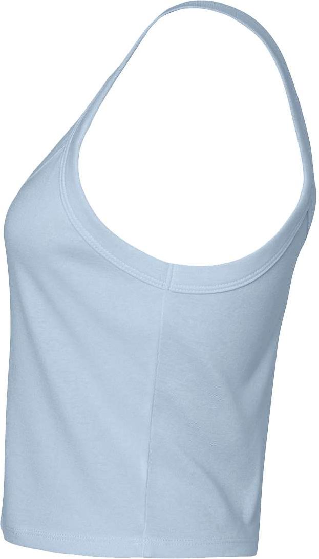 Left View of Solid Baby Blue Blend Women&#39;s Micro Rib Spaghetti Strap Tank - 1012