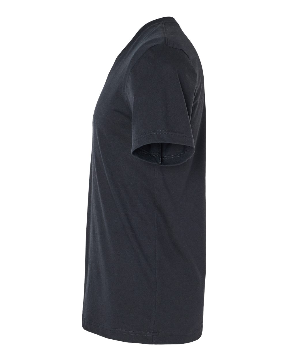 Left View of Solid Black Blend Heather CVC V-Neck Tee - 3005CVC