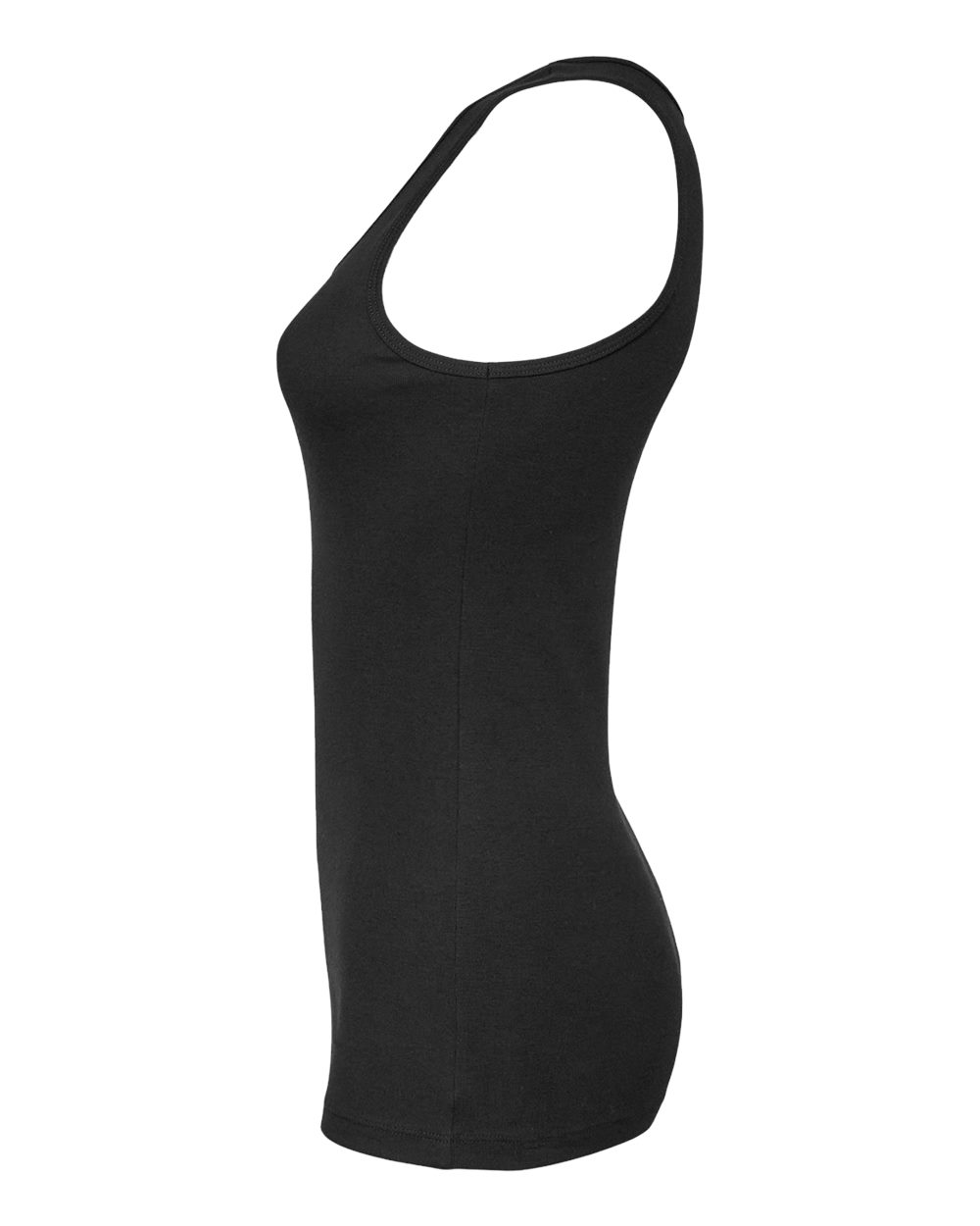 Left View of Solid Black Blend Women&#39;s Micro Rib Tank - 1081