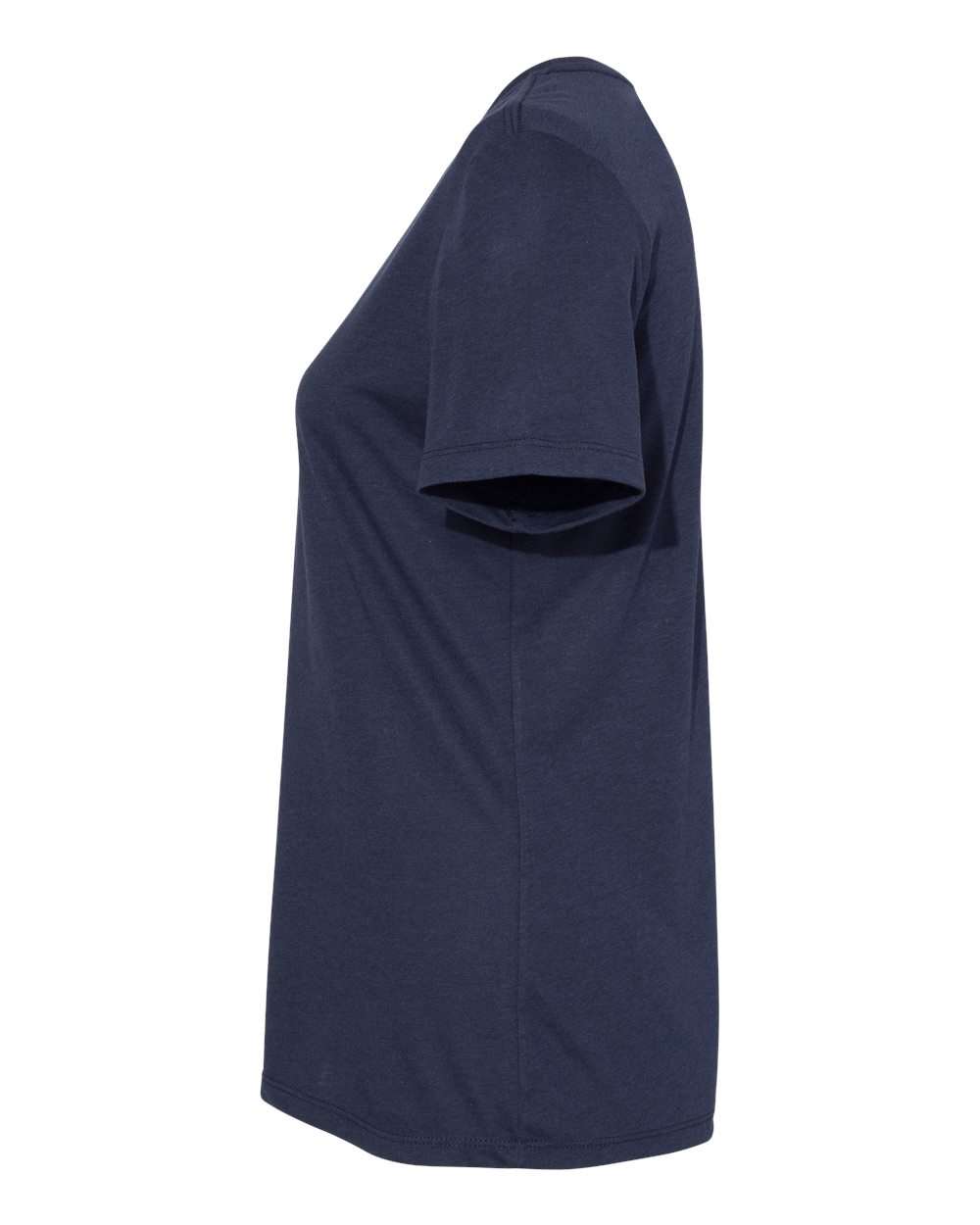 Left View of Solid Navy Triblend Women’s Relaxed Fit Triblend Tee - 6413