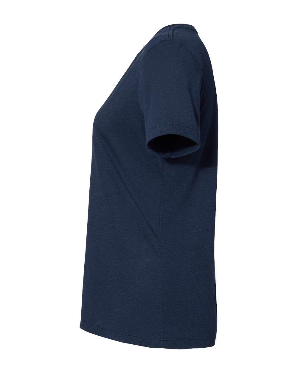 Left View of Solid Navy Triblend Women&#39;s Relaxed Triblend Short Sleeve V-Neck Tee - 6415