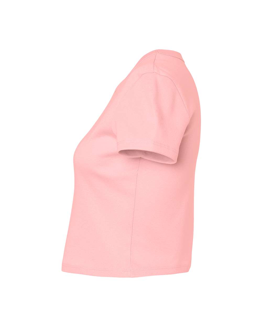 Left View of Solid Pink Blend Women&#39;s Micro Rib Baby Tee - 1010