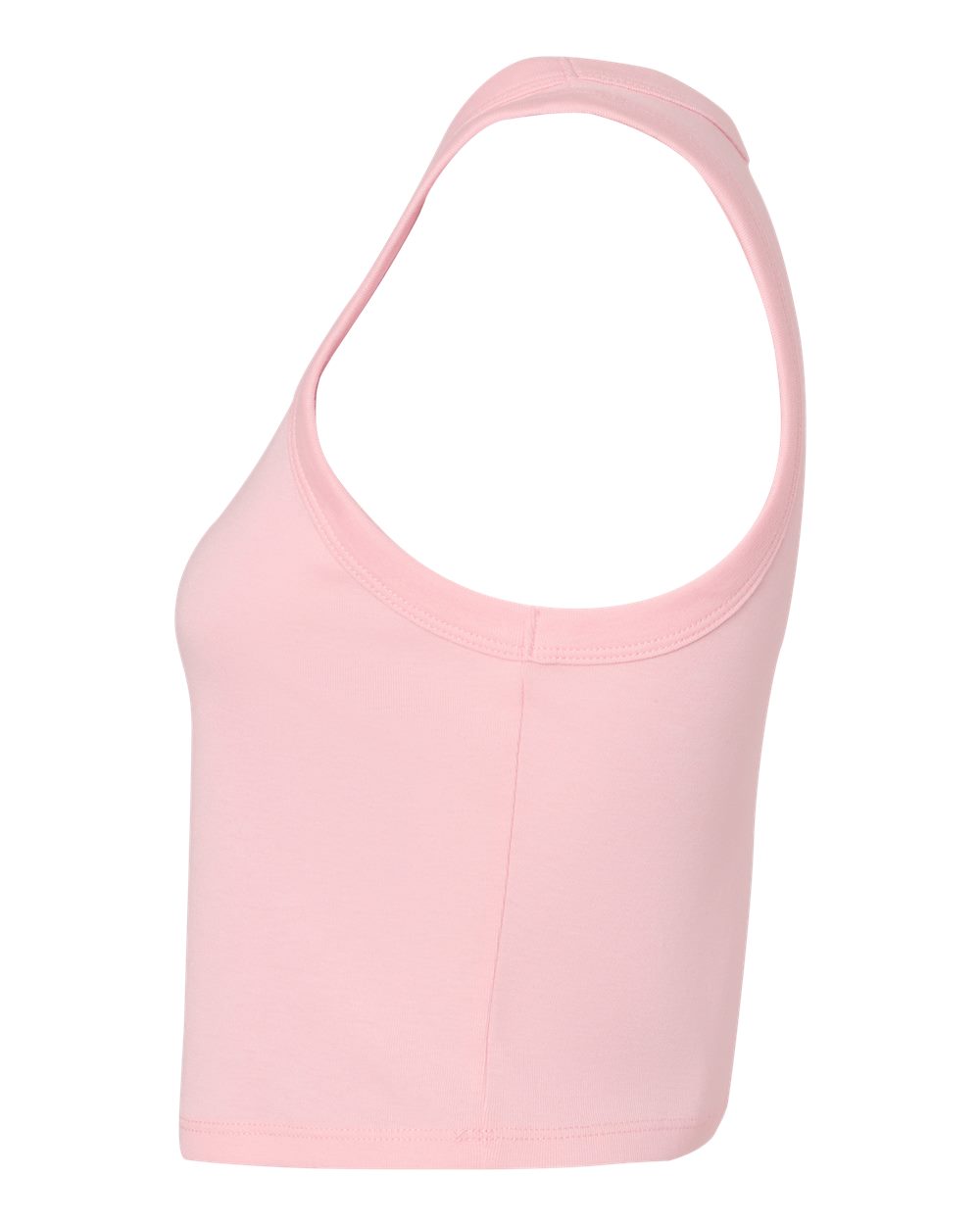 Left View of Solid Pink Blend Women's Micro Rib Racer Tank - 1019