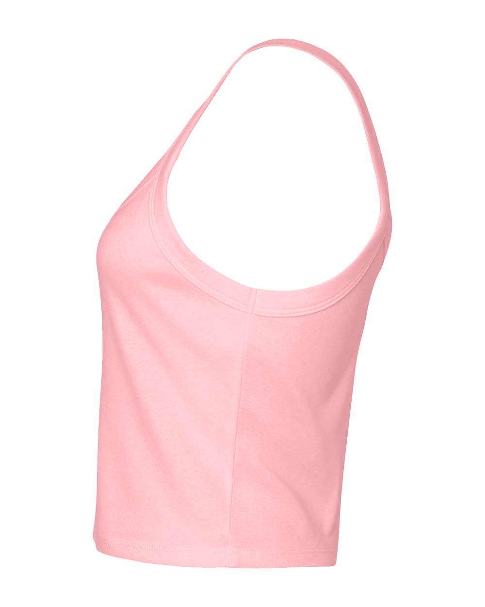 Left View of Solid Pink Blend Women&#39;s Micro Rib Spaghetti Strap Tank - 1012