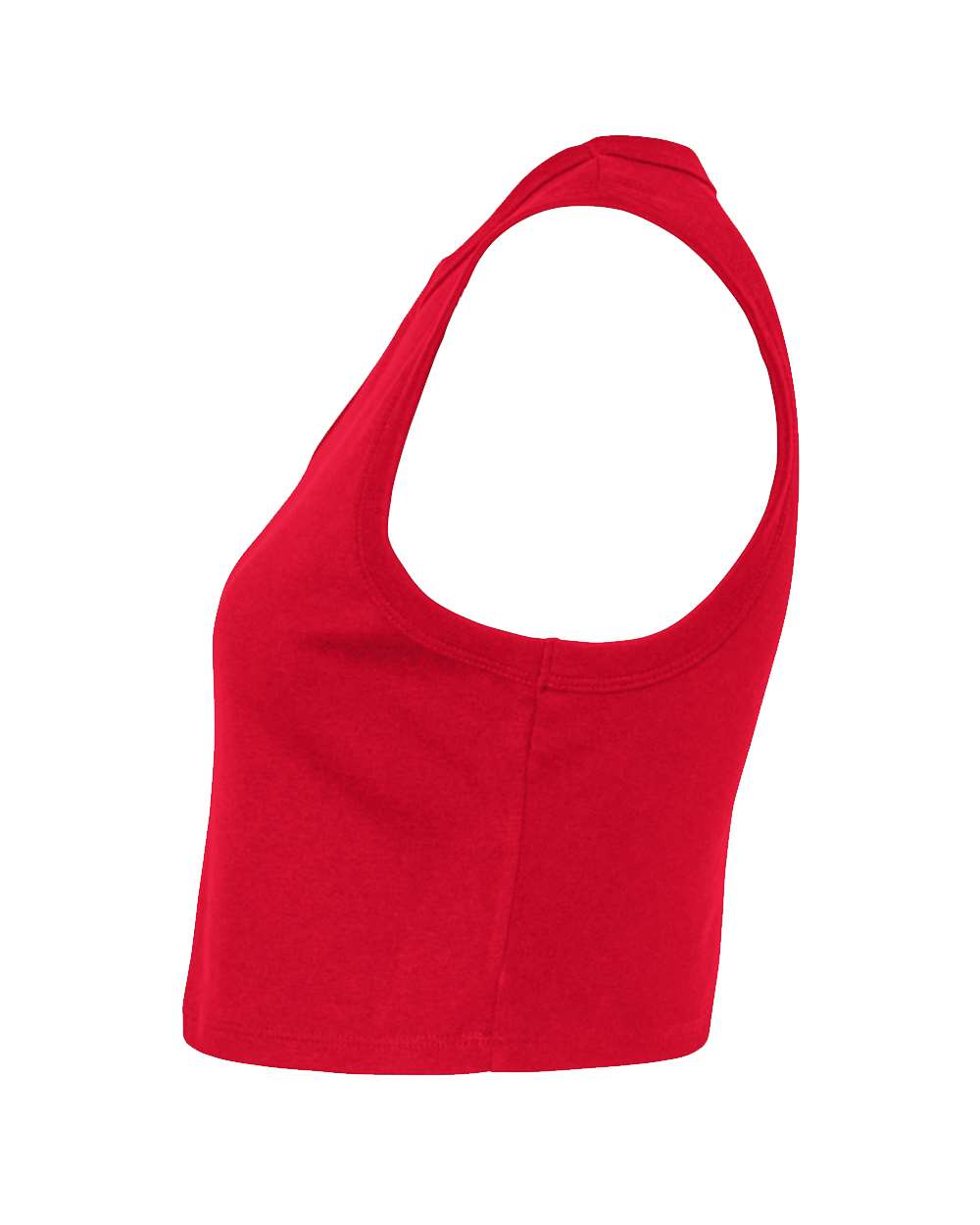 Left View of Solid Red Blend Women&#39;s Micro Rib Muscle Crop Tank - 1013