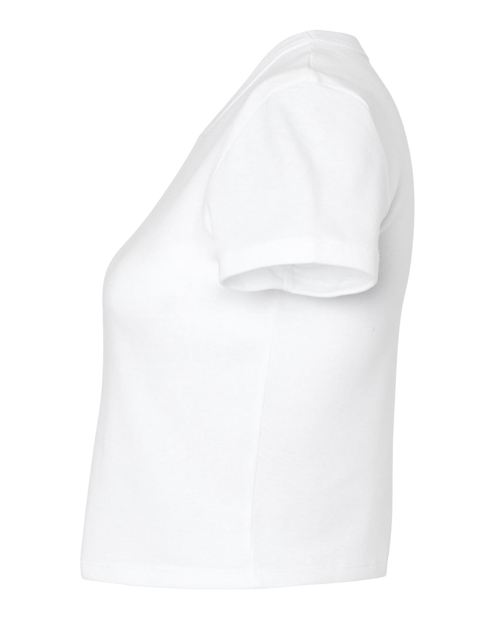 Left View of Solid White Blend Women&#39;s Micro Rib Baby Tee - 1010