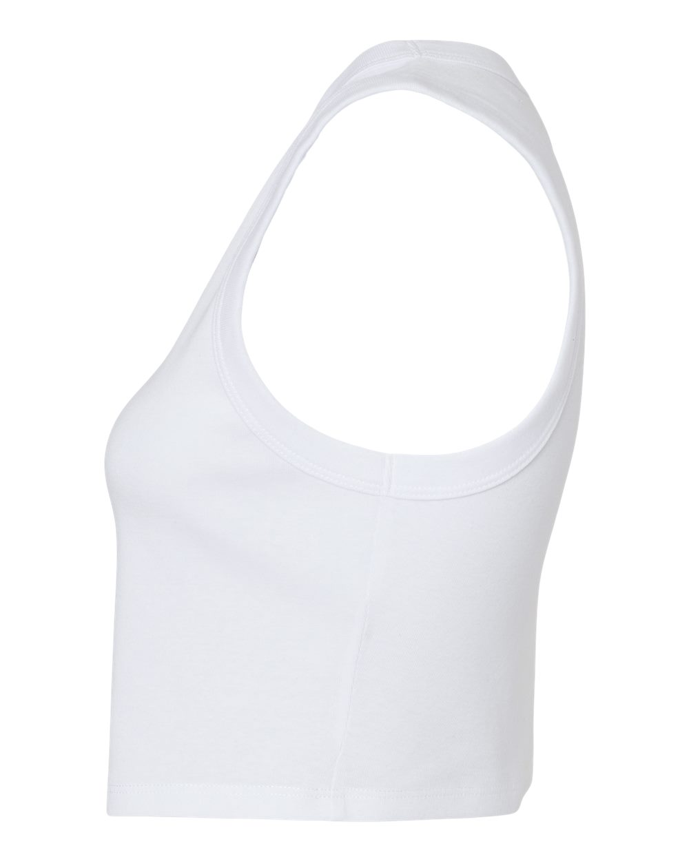 Left View of Solid White Blend Women&#39;s Micro Rib Muscle Crop Tank - 1013