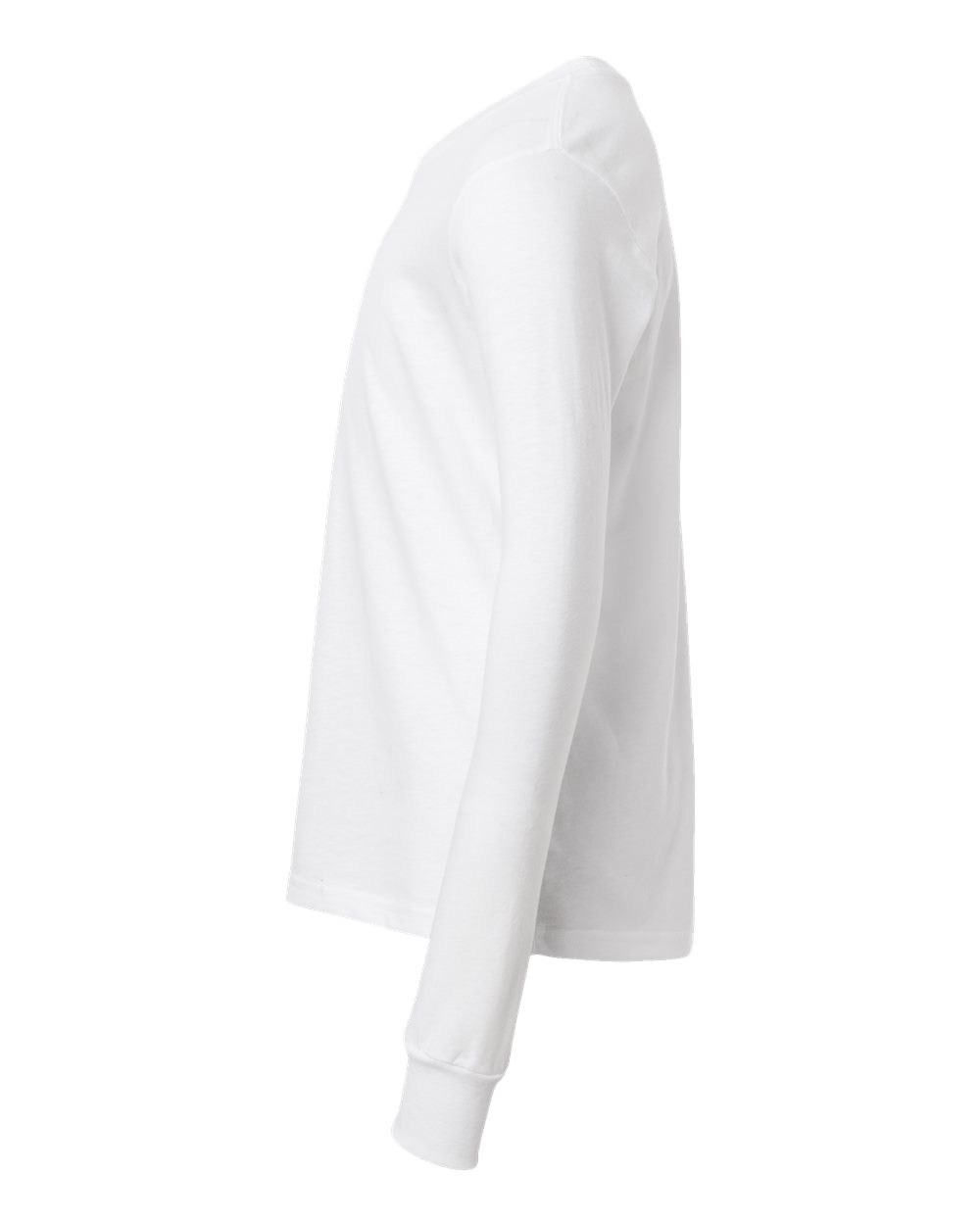 Left View of Solid White Blend Youth Heather CVC Long Sleeve Tee - 3501YCVC