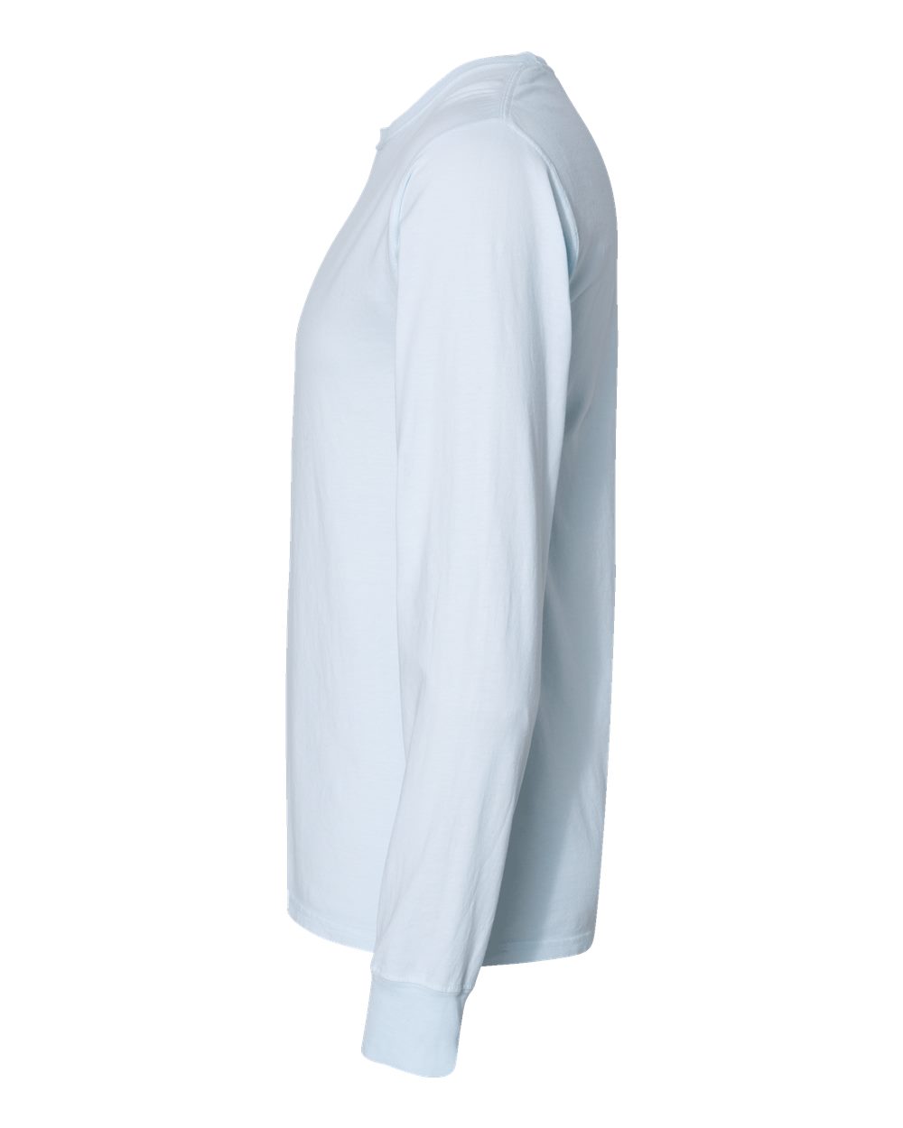 Left View of Soothing Blue Garment-Dyed Long Sleeve T-Shirt - GDH200