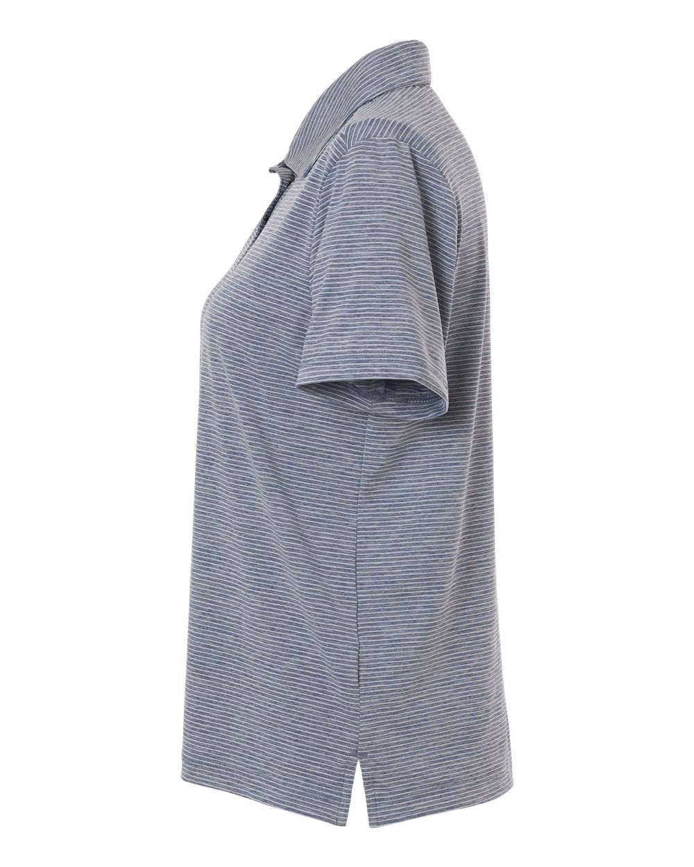 Left View of Sport Dark Navy Heather/ White Women's Relay Heathered Stripe Polo - TT125W