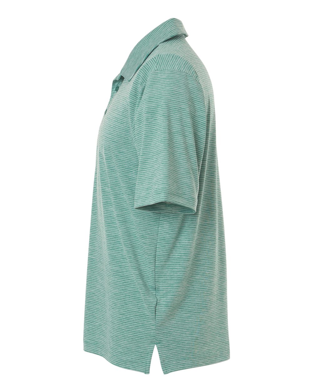 Left View of Sport Forest Heather/ White Men's Relay Heathered Stripe Polo - TT125 plain