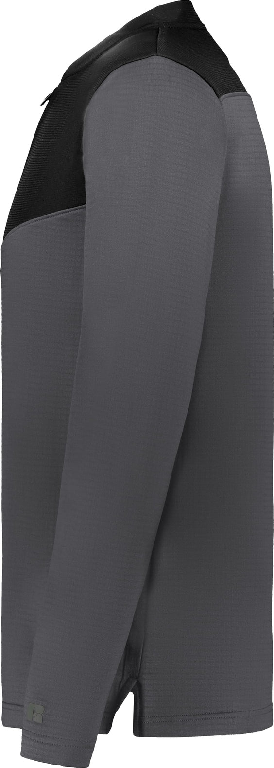 Left View of STEALTH/BLACK SIDELINE GRID 1/4 ZIP PULLOVER