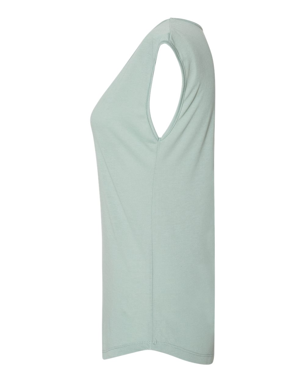 Left View of Stonewash Green Women&#39;s Festival Sleeveless Deep V-Neck T-Shirt - 5040