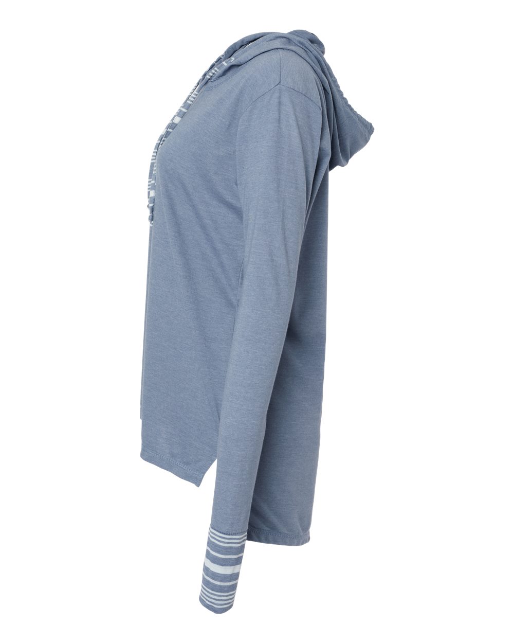 Left View of Stonewash Women&#39;s Heathered Jersey Hooded Tunic - W19439