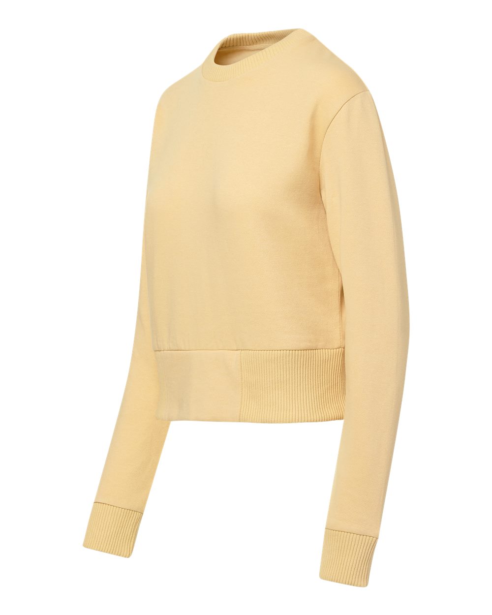 Left View of Sun Ray Women&#39;s Romi Cloud Fleece Crop Crewneck Sweatshirt - W22106