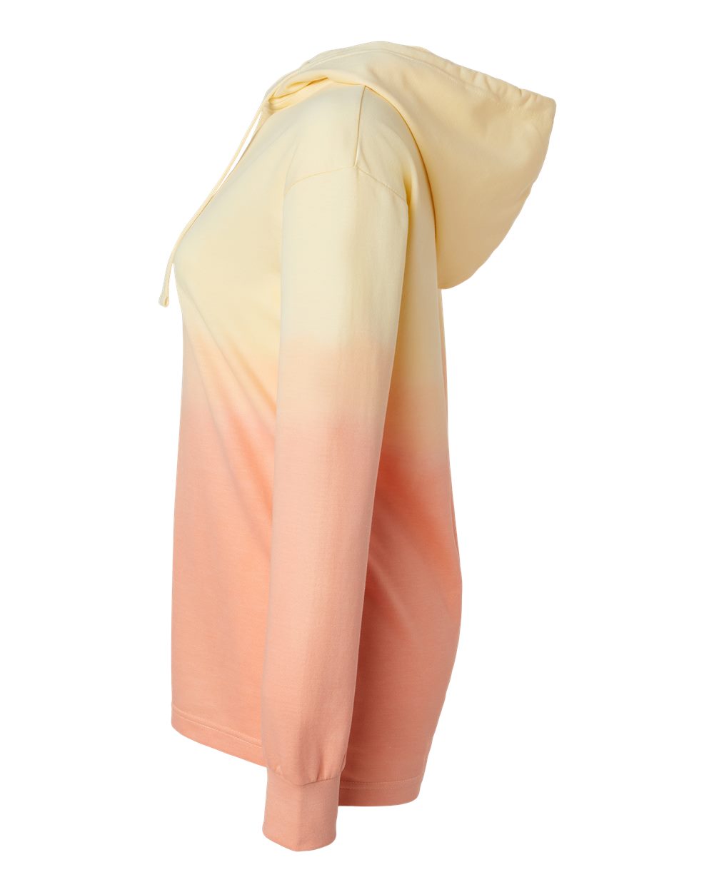 Left View of Sunray/ Creamsicle Women&#39;s French Terry Ombré Hooded Sweatshirt - W20185