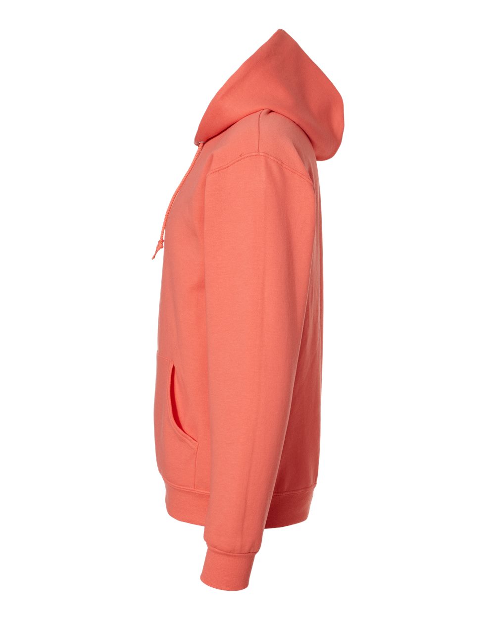 Left View of Sunset Coral NuBlend® Hooded Sweatshirt - 996MR