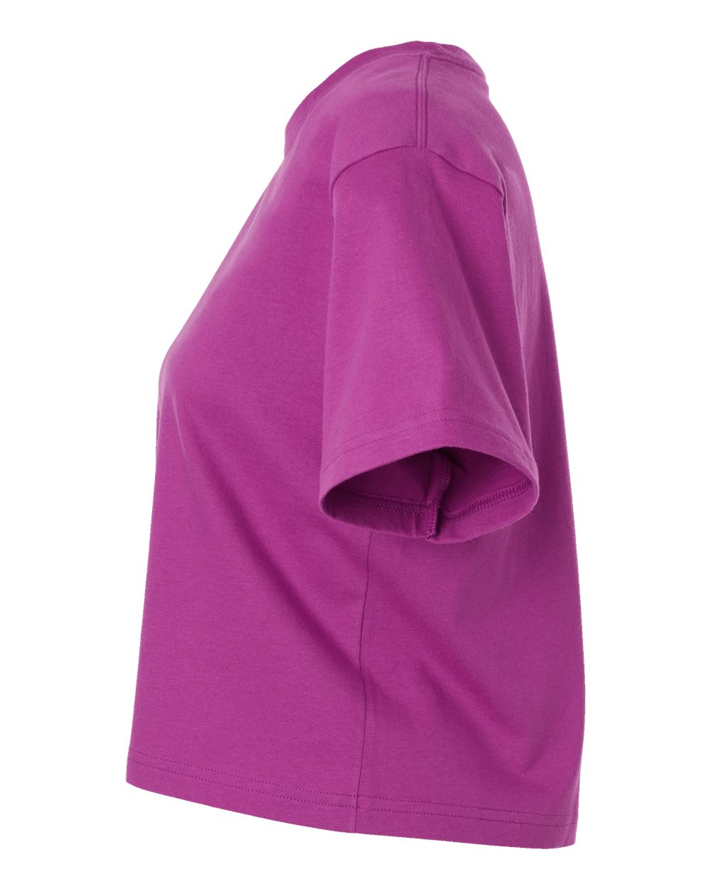 Left View of Super Pink Women&#39;s Fine Jersey Boxy Tee - 102