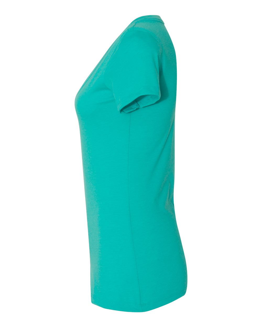 Left View of Tahiti Blue Women’s CVC Deep V-Neck T-Shirt - 6640