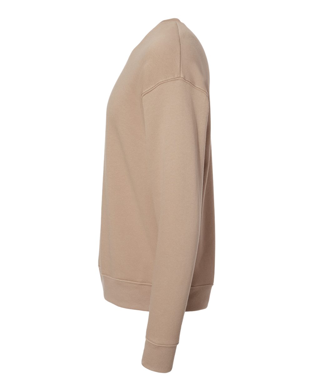 Left View of Tan Sponge Fleece Drop Shoulder Crewneck Sweatshirt - 3945