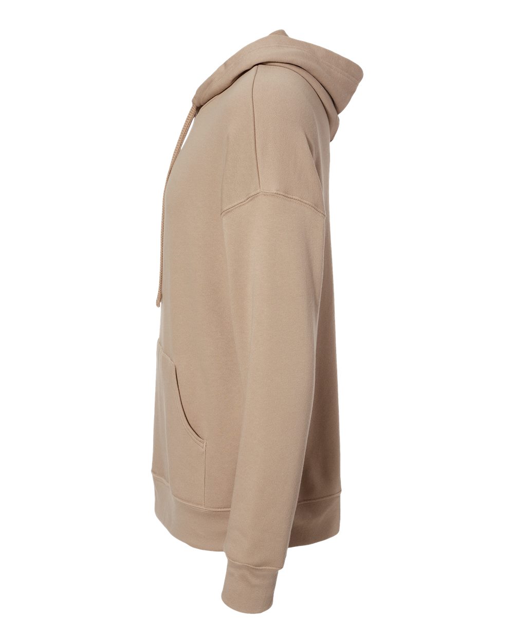 Left View of Tan Sponge Fleece Drop Shoulder Hoodie - 3729