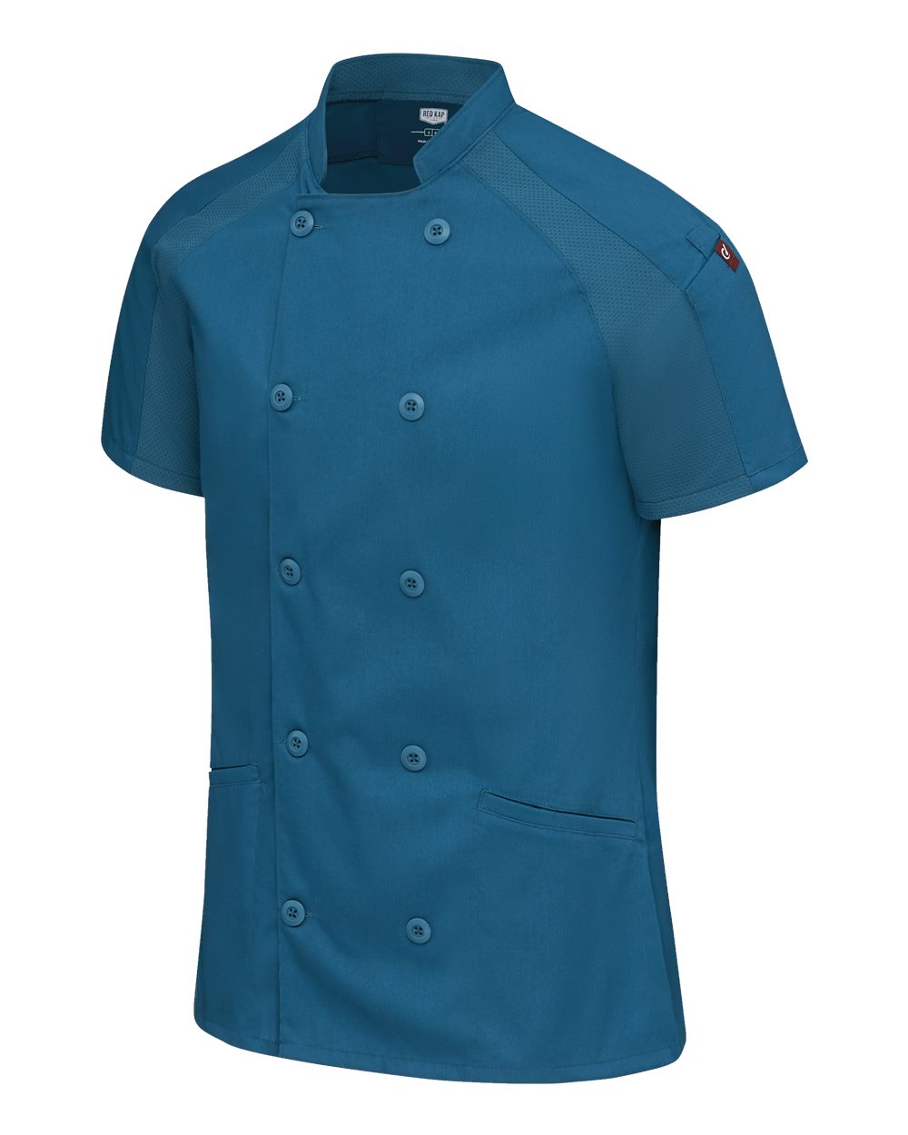Left View of Teal/ Teal Mesh Women&#39;s Airflow Raglan Chef Coat - 051W