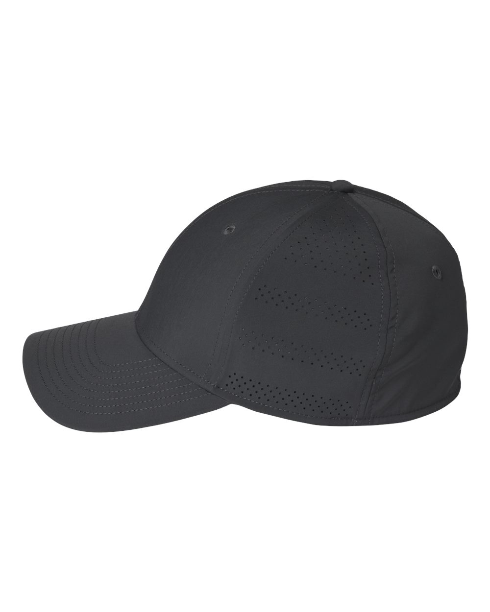 Left View of Team Dark Grey/ White Fundamental Gameday Stretch Cap - AH609 plain