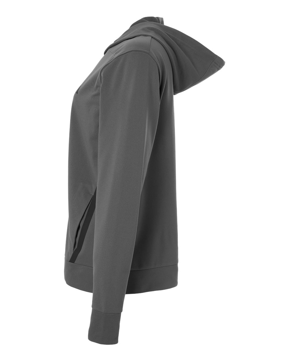 Left View of Team Grey Four/ Black Women's Game & Go Fleece Full-Zip Hooded Sweatshirt - AT209 plain
