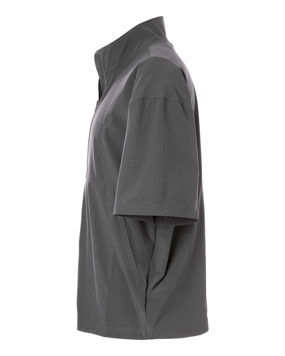 Left View of Team Grey Four/ White Men's Short Sleeve Quarter-Zip Pullover - AT505 plain