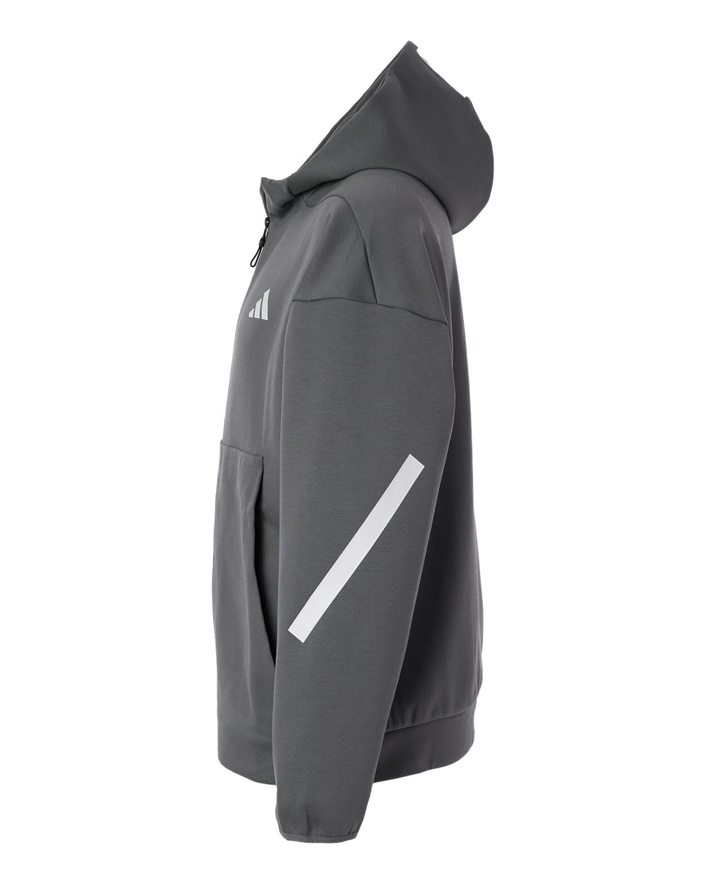 Left View of Team Grey Four/ White Men's Z.N.E Full-Zip Hooded Sweatshirt - AT220