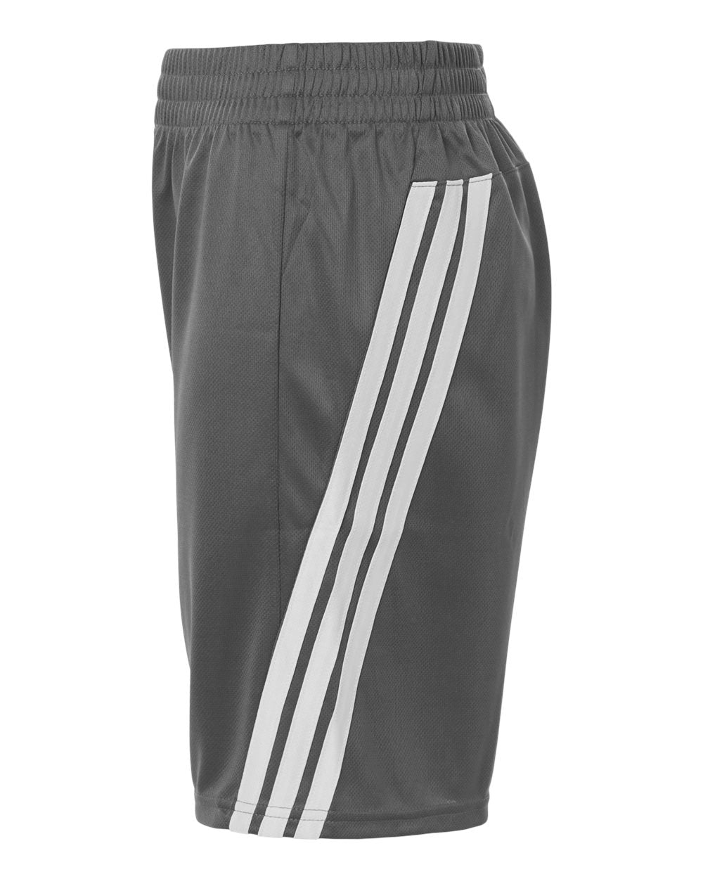 Left View of Team Grey Four/ White Youth 3-Stripes 3" Shorts - AT302