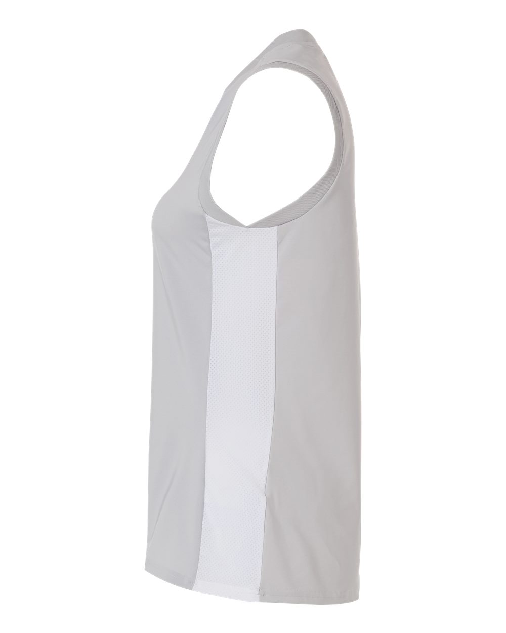 Left View of Team Light Grey/ White Women's Quickset V-Neck Sleeveless Jersey - AT120 plain