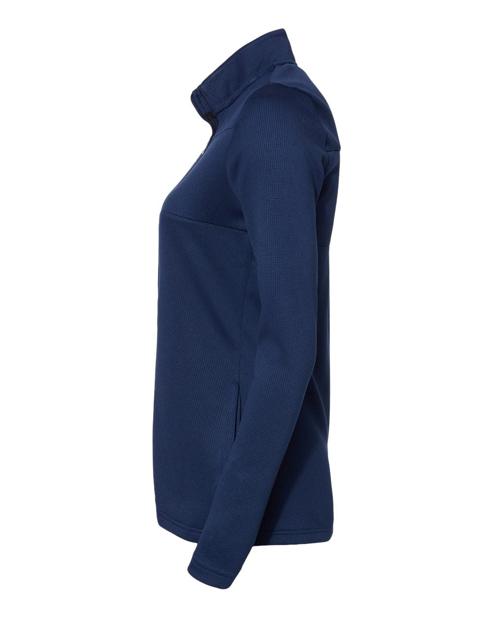 Left View of Team Navy Blue/ Grey Two Women&#39;s 3-Stripes Double Knit Full-Zip - A483